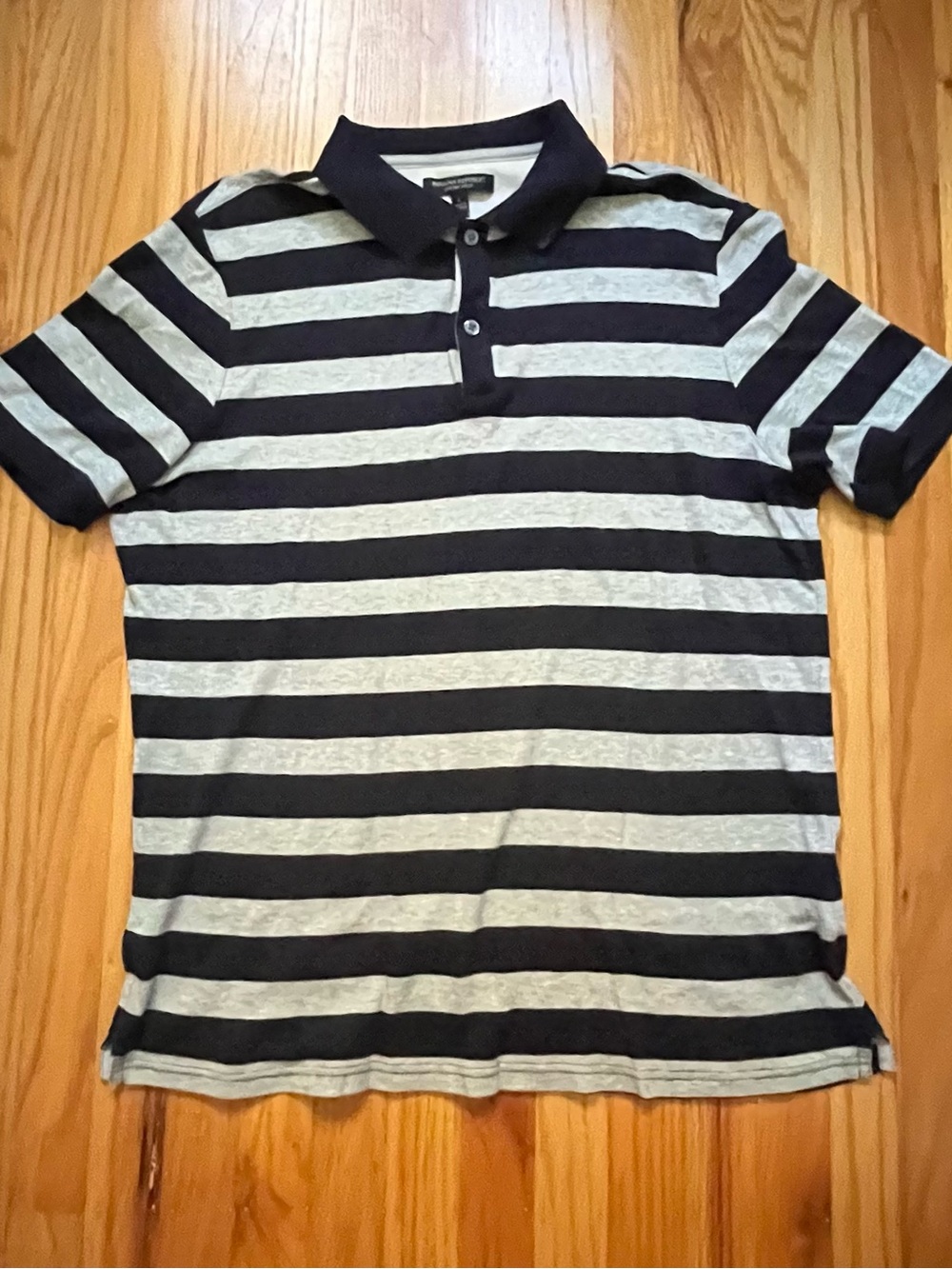Banana Republic dark navy and Light Gray Striped Polo